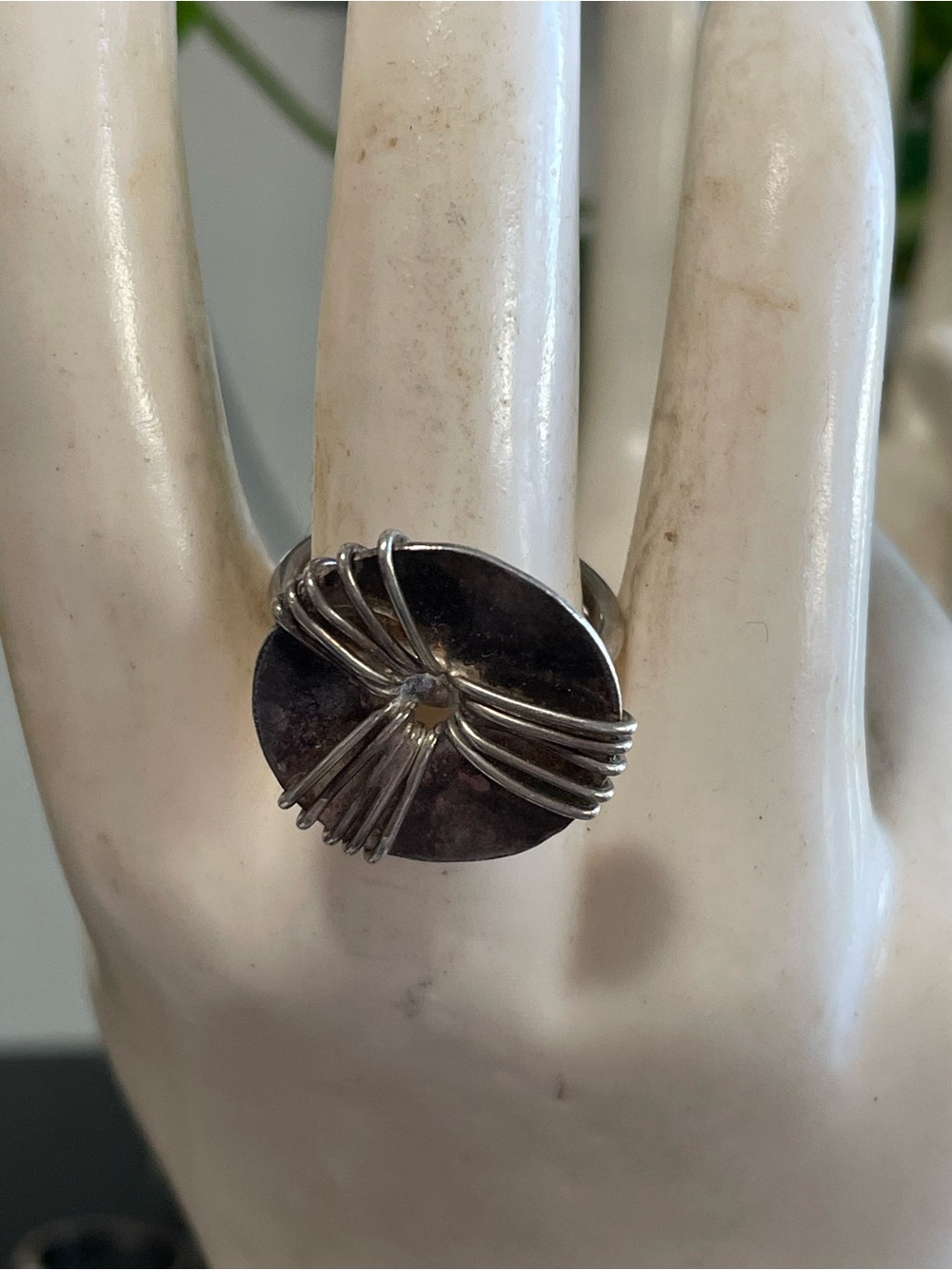 Silver-Tone Wrapped Disc Ring - Women Jewelry